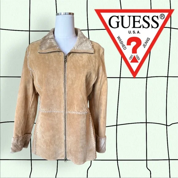 Vintage y2k Guess Shearling Coat - Picture 1 of 8